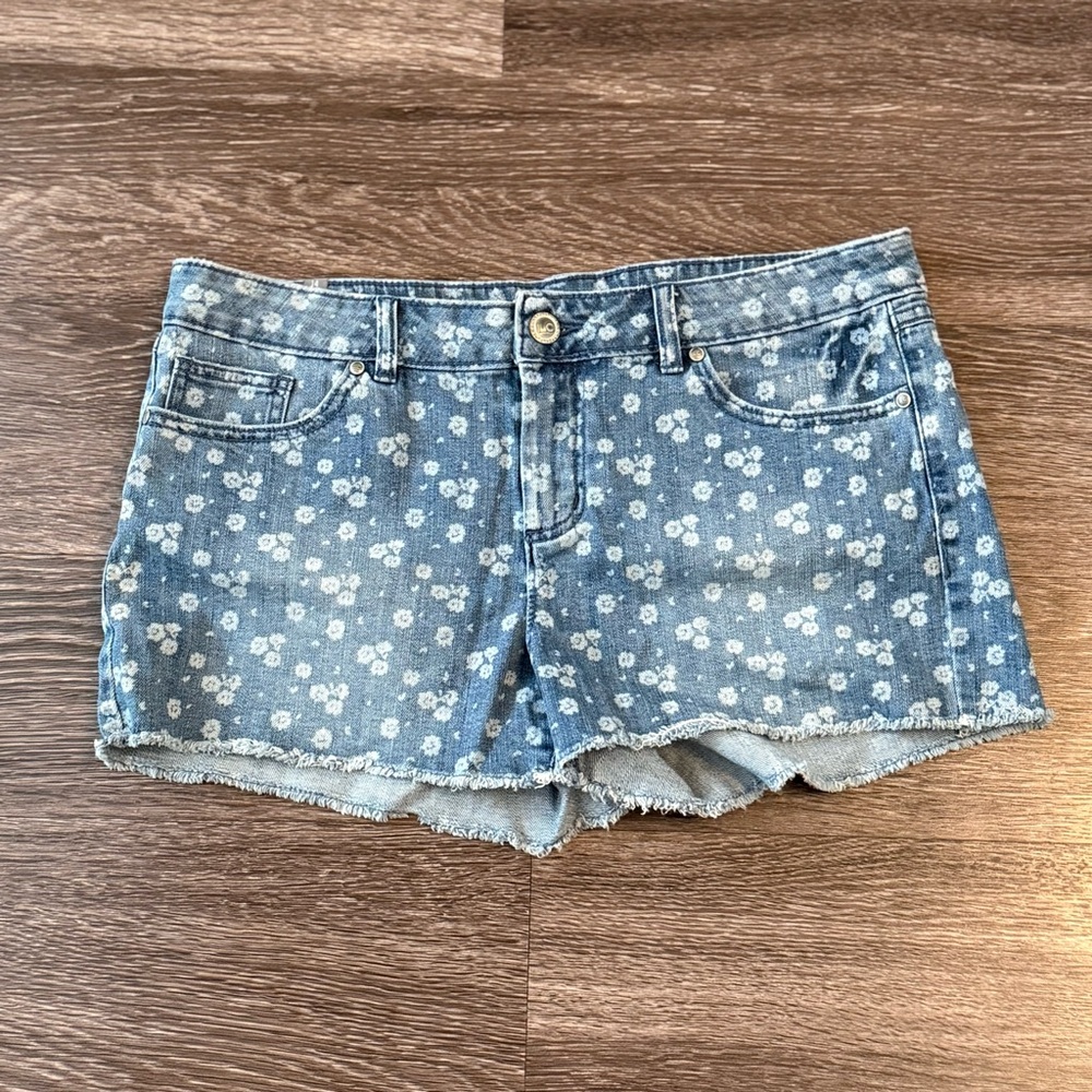LC Lauren Conrad Blue Jean Shorts with Heart Print